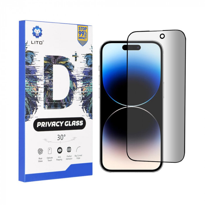 Folie pentru iPhone 14 Pro Lito D+ Privacy Glass Negru