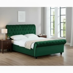 Pat Silver 160x200 cm Tapitat Catifea Verde Somiera Inclusa (cod AF 3409)