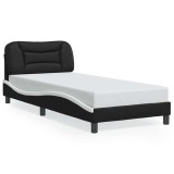 Cumpara ieftin Cadru de pat fara saltea, Hvar, negru si alb, 90x200 cm piele ecologica