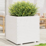 Gossi jardiniera de gradina, alb, 70x70x72,5 cm, lemn masiv de pin