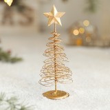 Brad de Craciun Ornament, Flippy, Decoratiune Brad micut din Metal, inaltime 16 x 6.5 x6.5 cm, Ornament de Craciun, Auriu