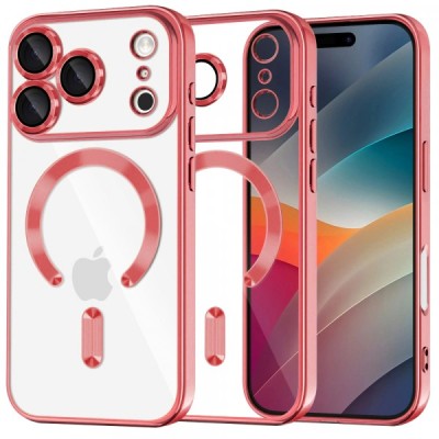 Husa MagSafe pentru Apple iPhone 17 Pro, Techsuit, Luxury Crystal, Rosie foto