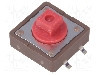 Microintrerupator, 12x12mm, OFF-(ON), SPST-NO, DIPTRONICS - DTSM-24R-V-T foto