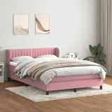 vidaXL Pat box spring cu saltea, roz, 140x220 cm, catifea 3317738