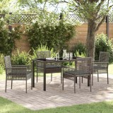 VidaXL Set de masă pentru grădină cu pernă 5 pcs Gri Rattan poli
