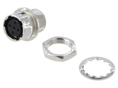 Conector circular HR10 push-pull soclu 2A argintat pentru lipire foto
