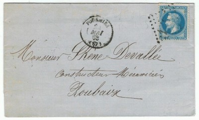 France 1868 Old Cover + Content GC 1567 FOURMIES NORD to ROUBAIX D.951 foto
