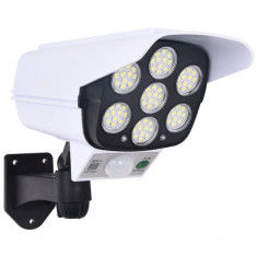 Camera de supraveghere falsa, incarcare solara, 77 LED-uri, senzor de miscare, Flippy