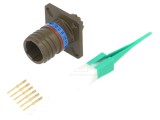 Conector militar drept, 6 pini, oliv