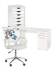 Set Birou Copii HM Lima B1 Alb Lucios, Dulapior Rulant HM Simon + Scaun Ibis Butterfly, Stofa/Piele Eco, 100kg