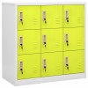 Dulap Vestiar Metalic Gossi Gri Deschis Verde 90x45x92.5cm Fiset Birou Scolar 6 Compartimente cu Incuietoare Otel