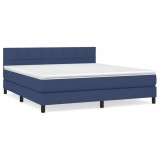 Cumpara ieftin Pat box spring cu saltea, albastru, 180x200 cm, material textil