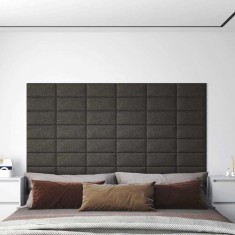 vidaXL Panouri de perete 12 buc. gri &icirc;nchis 30x15 cm textil 0,54 m&sup2;