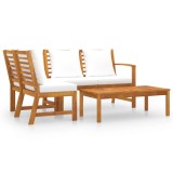 vidaXL Set mobilier de grădină cu perne crem 4 piese lemn masiv acacia