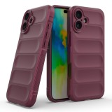 Husa antisoc pentru iphone 16, margini striate, magic shield, bordeaux