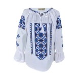 Cumpara ieftin Bluza Tip Ie Alba cu Motiv Floral Albastru - BMG44