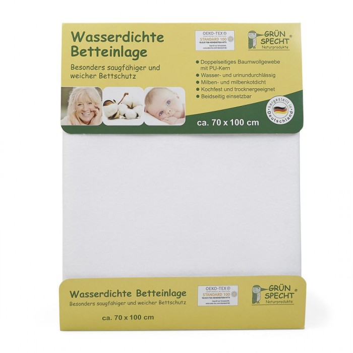 Protectie impermeabila saltea copii, 70X100cm fata dubla din bumbac, spalare automata 95&deg;C, Gruenspecht 164-00 Children SafetyCare