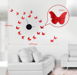 Cumpara ieftin Sticker decorativ cu ceas Butterflies, Mauro Ferretti, 100x80 cm, plastic