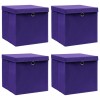 VidaXL Cutii depozitare cu capace 4 buc. violet, 32x32x32 cm, textil