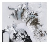 Tablou Canvas, "Peisaj &icirc;nzăpezit din Antarctica văzut de sus", Alb, Ghețar, Munți, Gheață, Apă, Contrast, Peisaj, Frig, Natură, V&acirc;rfuri, Zăpadă, 39 x