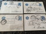 4 carti postale 1895-98, Carol I, circulate, Buc, Ploiesti, Braila, text frumos