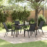 VidaXL Set de dining pentru grădină &ndash; 5 piese, masă din textilenă și oțel negru.