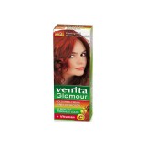 Vopsea Par Permanenta Venita Glamour 4/3 Rosu Aprins, Acoperire 100%, Crema Coloranta cu Vitamina C, Colorare Rapida in 20 Minute