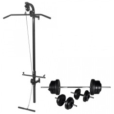 Turn de for?a montat pe perete, set haltere ?i gantere 60,5 kg foto