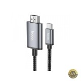 Cablu USB-C la HDMI Hoco UA27, 2m, Gri. Transmisie Audio Video de inalta calitate