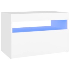 Noptiera cu lumini LED, alb, 60x35x40 cm, lemn prelucrat