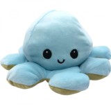 Caracatita Plus Reversibila, 18cm, Lumini, Albastru/Bej, Fete +2 Ani, Bumbac, Jucarie Copii, Cadou