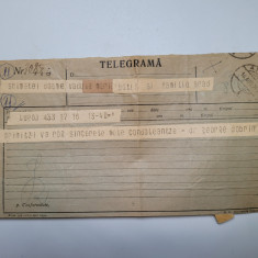 Telegrama condoleante dr. George Dobrin catre Maria Botis (1873-1940), Arad 1940