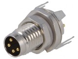 Conector M8 Tată 4 PIN Ecranat IP67 30V Soclu 2.5-4mm, TE Connectivity