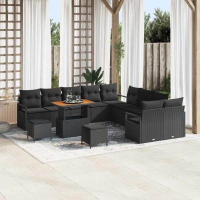 vidaXL Set de canapele pentru grădină 13 pcs Negru 90 x 55 x 71 cm 3364534 foto