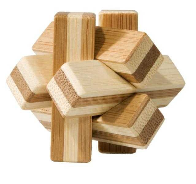 Joc logic IQ din lemn bambus Knot cutie metal
