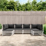 VidaXL Set mobilier gradina 6 piese alb otel cu perne confortabile modular