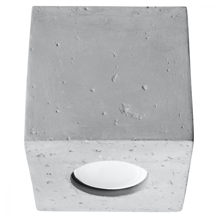 Lustră De Tavan Quad Gri Beton 1 Bec Pătrat Industrial De Interior