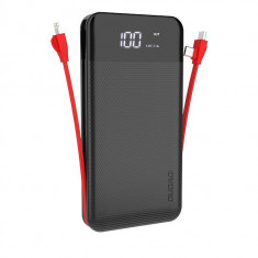 Dudao 2x USB Powerbank 10000mAh 2A Cablu încorporat 3in1 Lightning / USB Tip C / Micro USB 3A Negru (K1A Negru) 6970379617205