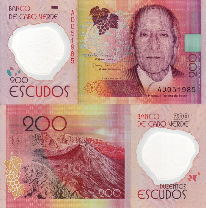 CAPUL VERDE 200 escudos 2014 polymer UNC!!!
