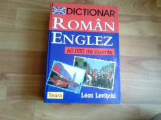 DICTIONAR ROMAN-ENGLEZ-60 000 DE CUVINTE-LEON LEVITCHI foto