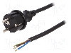 Cablu alimentare AC, 3m, 3 fire, culoare negru, cabluri, CEE 7/7 (E/F) mufa, SCHUKO mufa, PLASTROL - W-98384