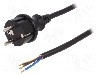 Cablu alimentare AC, 3m, 3 fire, culoare negru, cabluri, CEE 7/7 (E/F) mufa, SCHUKO mufa, PLASTROL - W-98384 foto