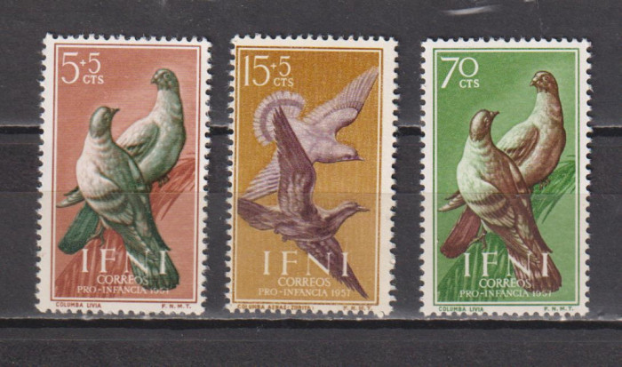 IFNI 1957 FAUNA PASARI MI.164-166 MNH