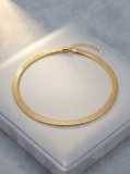 Cumpara ieftin Bratara din Argint 925 Placat cu Aur Galben, Model Herringbone sarpe Plat (3.3g, 17+3cm)