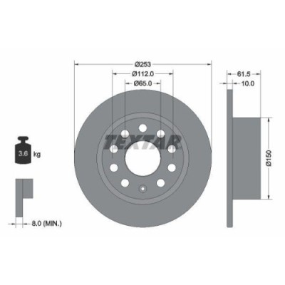 Set disc frana Skoda Octavia 3 (5e3 Nl3 Nr3) 11.12-03.21 , Spate, 253X10mm, plin, TEXTAR foto