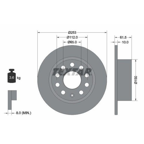 Set disc frana Skoda Octavia 3 (5e3 Nl3 Nr3) 11.12-03.21 , Spate, 253X10mm, plin, TEXTAR