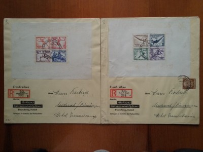 1936-Germania-Plic circ. bl.5+bl.6-Berlin-Medias,24.08.36,stamp. olimp.-F. RARE foto