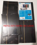 1 Clasor Leuchtturm Basic DIN A5, 16 coli (32 pagini negre), streifuri transparente cristal