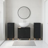 Cumpara ieftin Set de cabinet pentru baie cu 3 piese ALKMAAR 3 buc. Negru