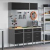 Set banc de lucru, 8 piese, negru, oțel